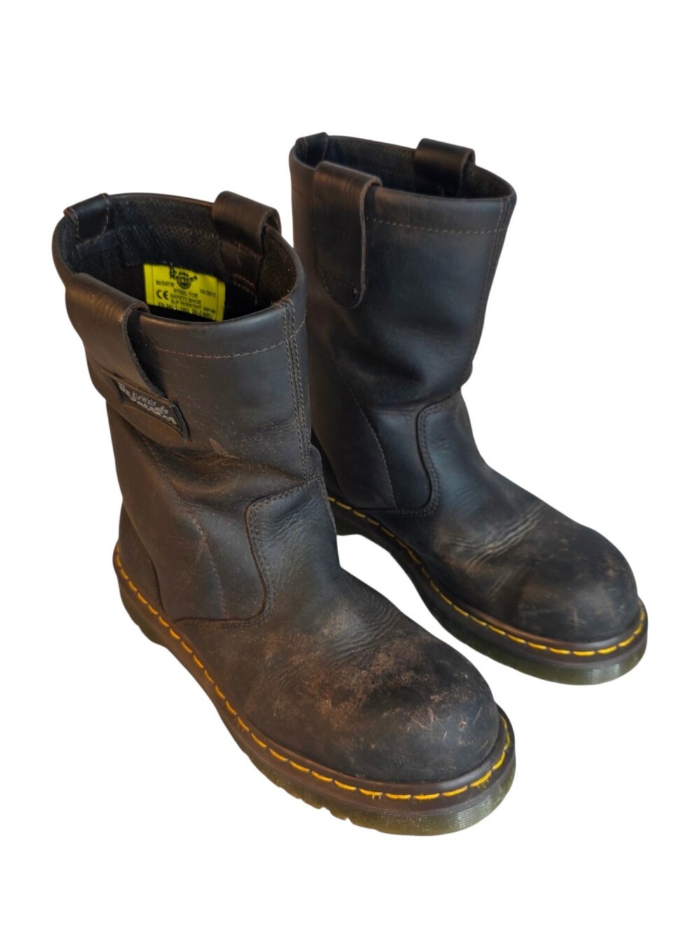 Dr. Martens Black Leather Steel Toe Work Boots - Men's Size 9 US